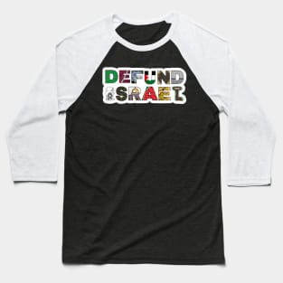 Defund Israel - Palestine Symbols - White Sticker - Back Baseball T-Shirt